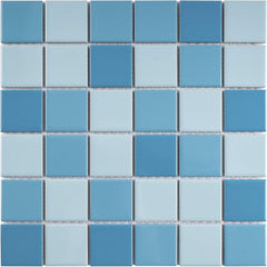 Ocean Breeze Light Blue 2"x2" Porcelain Tile Sheet - Gloss Look for Pools, Bathrooms & Floors