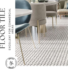 Bianco Carrara Basketweave Marble Tile - Black Dots, Polished Finish