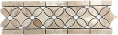 Tenedos 3 3/4x12 Polished Beige Marble Border Tile – Italian Marble Trim for Indoor Floors, Walls, Showers, Bathrooms, Fireplaces – Water-Resistant