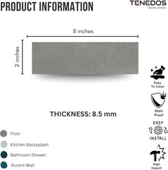 Tenedos Matte Antracite Porcelain Subway Tile – 2"x8" Wall and Floor, Backsplash for Kitchen, Bathroom, Shower, Fireplace Accent - Great for Restaurant Hotel Cafe Spa
