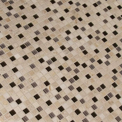 Cafe Noce Glass & Stone Decorative Accent Panel – 5/8"x5/8" Mosaic Blend – 1 Sheet