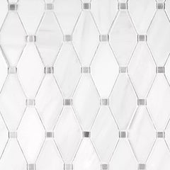 Tenedos HTCFD White Dolomite Diamond Marble Mosaic Tile Polished Finish for Bathroom, Kitchen Backsplash, Shower & Indoor Use – Natural Stone Dolomite Mosaic (1 Sheet)