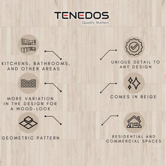 Almond Grove Decorative Beige Wood Look Porcelain Accent Panel – Matte Finish – Waterproof Floor & Wall Use – 1 Sheet