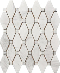 Tenedos HTCRC Bianco Carrara Large Rhombus Marble Mosaic Tile | 12 x 12 Inch Mesh-Mounted | Kitchen Backsplash Bathroom Shower Accent Wall