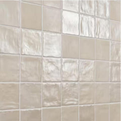 Tenedos 4x4 Inch HTCFD Premium Quality Matte Zellige Ceramic Tile with Subtle Shimmer | Handmade Look Moroccan Square Wall Tile for Kitchen Backsplash & Bathroom Wall