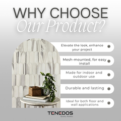 Tenedos HTC190 Moonlit Cascade Marble Mosaic Tile-1 piece