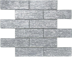 Glitter Silver Decorative Glass Accent Panel – 2x6 Textured Brick Design – 1 Sheet