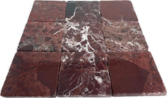Vintage Burgundy Marble 4x4 Aged Tumbled Tile - Indoor & Outdoor Use (1 Sq.Ft - 9 Pcs)