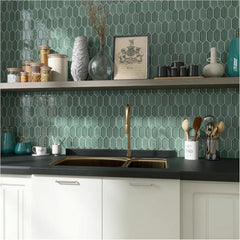 Tenedos Bright Picket Glass Mosaic Tile – 13.3" x 10.2" Glossy Finish, Kitchen Backsplash, Bathroom, Shower Wall & Accent Tile