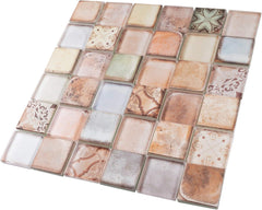 Retro Orange Glass Accent Panel – 2x2 Vintage Decorative Wall Piece for Kitchen & Bathroom – 1 Sheet