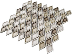 Brown Diamond Pattern Handmade Porcelain Mosaic Tile – 1 Sheet for Kitchen & Bathroom Wall Backsplash