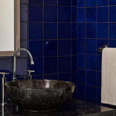 Tenedos HTCPW Deep Navy Glossy 6"x6" Porcelain Tile – High-Gloss Artistic Glaze Wall & Backsplash Tile for Bathroom Kitchen Shower