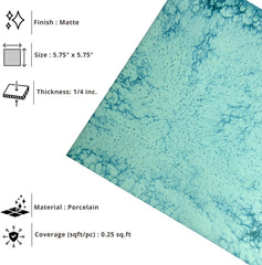 Tenedos HTCPW Aqua Crackle Look 6"x6" Porcelain Tile – Turquoise Textured Artistic Wall & Backsplash Tile for Kitchen Bathroom Shower