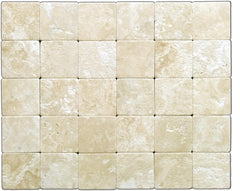 Durango Cream 4X4 Travertine Tumbled Tile - 9 pcs (1 sqft)