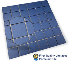 Blue Jay Unglazed Porcelain Decorative Accent Panel – 2x2 Square Mosaic Design for Wall, Floor, Pool, Kitchen & Bathroom – 1 Sheet