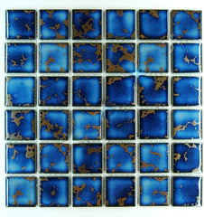 2x2 Blue and White Porcelain Mosaic Tile – For Pool, Shower, Kitchen & Accent Walls (1 Sqft Sheet)