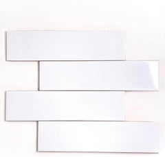 Modern 2x8 Porcelain Wall Cladding – Glossy White Interior Tile