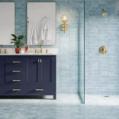 Tenedos HTCFD Handmade Zellige Look 2.5” x 8” Blue Porcelain Tile – High Gloss Pressed Edge Subway Tile for Wall & Floor, Bathroom, Kitchen Backsplash, Shower Walls