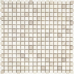Tenedos 12x12 Beige Tumbled Marble Mosaic Tile – 0.6" Square Chips, Indoor/Outdoor Floor & Wall Use, Water-Resistant, Shower Floor & Wall Suitable, Natural Stone (1 Sheet)