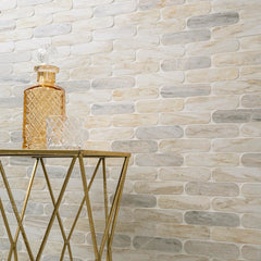 Angora Ellipse 12 in. x 12 in. Polished Marble Mesh-Mounted Mosaic Floor and Wall Tile by MSI (9.6 sq. ft. /Case)