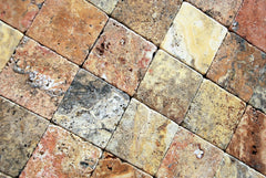 Rustic Multi-Color Natural Stone Wall & Floor Tile – 4 Inch Square Pieces, 9 Tiles per Set