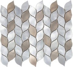 Luxury Silver & Bronze Leaf Metal Mosaic Tile - Aluminum Backsplash for Kitchen & Bathroom Walls (1 Sheet)