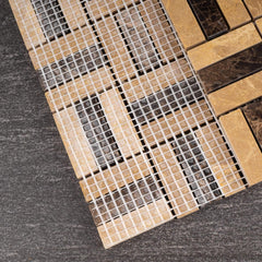 Rustic Brown & Beige Mosaic Floor Tiles – Decorative Interwoven Design