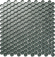 Tenedos HTC333 Shimmer Glossy Penny Round Glass Mosaic Tile 12x12 Sheet for Bathroom Wall, Shower, and Kitchen Backsplash – Sparkling Reflective Finish