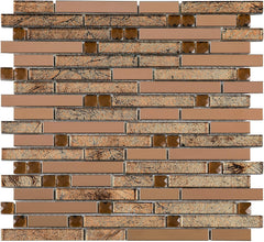 Brown Metallic Glass & Steel Designer Mosaic Tile - Premium Accent Sheet