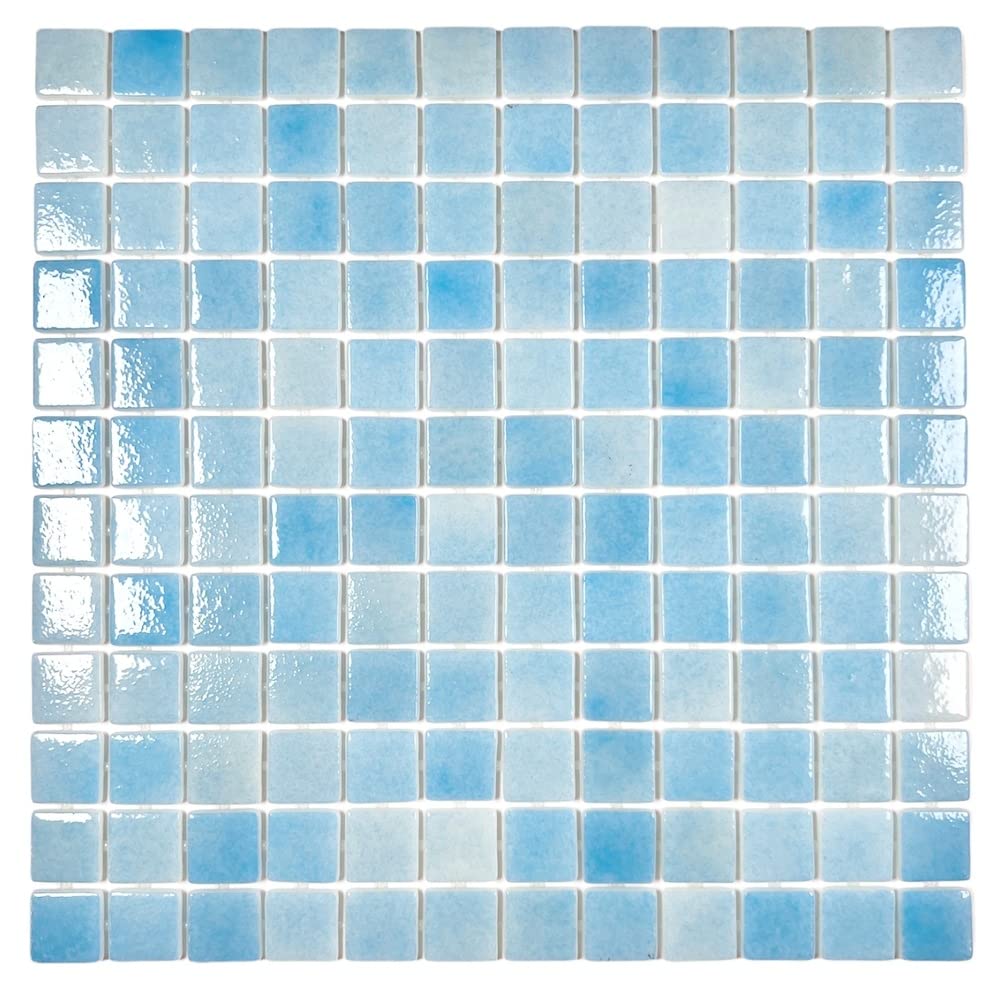 Tenedos Iridescent Recycled Glass Mosaic Tiles - Square 1x1 For Backsplash & Walls