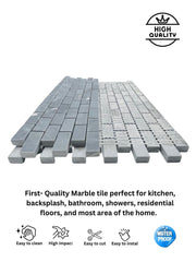 Tenedos TOTTD-BRK-1X2 Ocean Gray 1x2 Brick Honed Marble Flooring Wall Tile for Kitchen Backsplash, Bathroom Wall, Accent Wall, Fireplace Surround