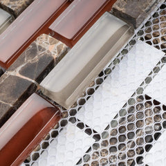 TBCDG-06 Burgundy Mix Gray Brick Glass Mosaic Wall Tile