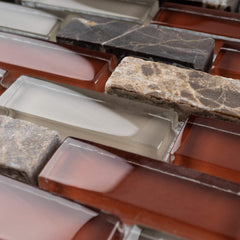 TBCDG-06 Burgundy Mix Gray Brick Glass Mosaic Wall Tile