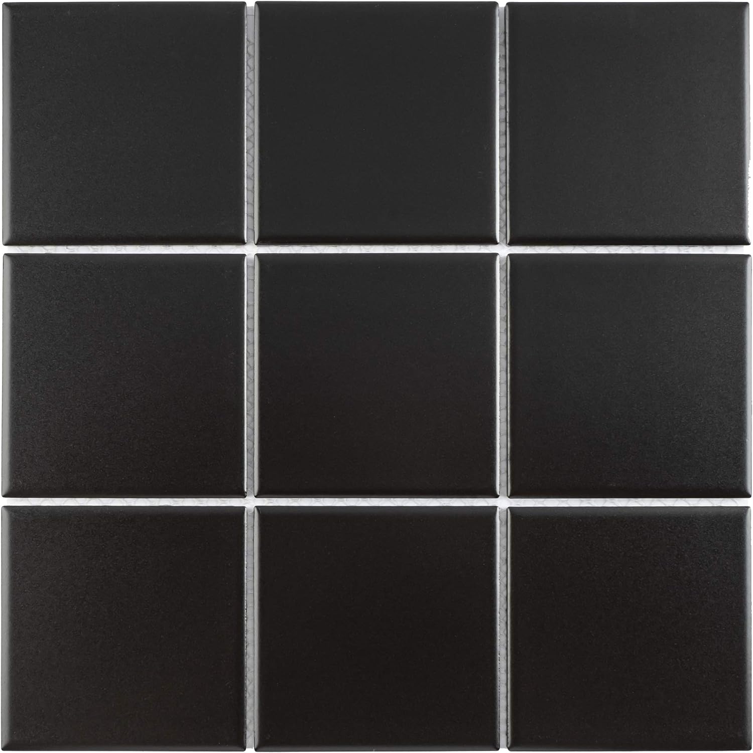 BT-PM14 4" x 4" Square Black Porcelain (Matt Finish) Floor & Wall Tile Mosaic Tile