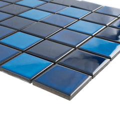BT-PM22 2" x 2" Square Navy Blue Porcelain (Polish Finish) Floor & Wall Tile & Pool Tile Mosaic Tile 11-3/4 in. x 11-3/4 in. x 6mm (Thickness)