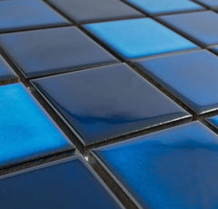 BT-PM22 2" x 2" Square Navy Blue Porcelain (Polish Finish) Floor & Wall Tile & Pool Tile Mosaic Tile 11-3/4 in. x 11-3/4 in. x 6mm (Thickness)