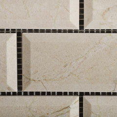 Tenedos Crema Marfil 2x4 Beveled Polished/Honed Brick Mosaic Tile- 1 piece