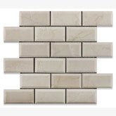 Tenedos Crema Marfil 2x4 Beveled Polished/Honed Brick Mosaic Tile- 1 piece