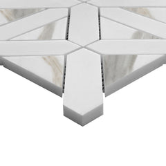 Calacatta Gold Italian Marble with Bianco Dolomite Triangles Geometrica Mosaic Tile Polished (Glossy)