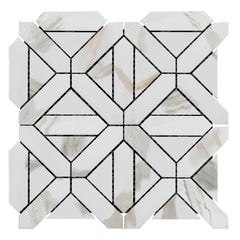 Calacatta Gold Italian Marble Geometrica Mosaic Tile Honed (Matte)