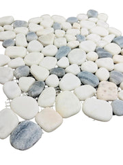 MS International White Polished Pebbles 12 in. x 12 in. Marble Floor & Wall Tile - Box of 5 sqf