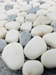 MS International White Polished Pebbles 12 in. x 12 in. Marble Floor & Wall Tile - Box of 5 sqf