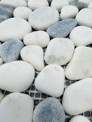 MS International White Polished Pebbles 12 in. x 12 in. Marble Floor & Wall Tile - Box of 5 sqf