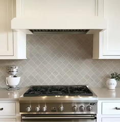 Dove Gray Arabesque 1 in. x 15 in. Glossy Ceramic Mesh-Mounted Mosaic Wall Tile by MSI (11.7 sq. ft. / case)