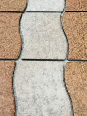 Wavy Almond with Tawny Brown Matte Porcelain Border Pool Wall and Floor Tile on 6x12 Mesh Mounted for Easy Installation for Bathroom, Backsplash, Kitchen