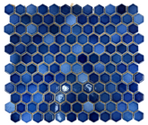 Tenedos Tropical Navy Blue Hexagon Glossy Porcelain Mosaic Wall Floor Pool Tile for for Kitchen Backsplash, Bathroom Shower, Accent Decor