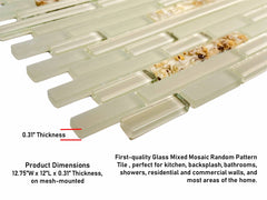 Tenedos Seashells Glass Mixed Mosaic Random Pattern Wall Tile for Backsplash and Bathroom Wall Designed in Italy (12x12)