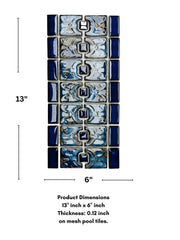 Tenedos Florencia Calacatta Blue Glossy Porcelain Border Pool Wall Floor Tile Backsplash on 6x12 Mesh Mounted Easy Installation for Bathroom, Shower Backsplash, Kitchen, Accent Wall