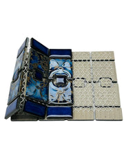 Tenedos Florencia Calacatta Blue Glossy Porcelain Border Pool Wall Floor Tile Backsplash on 6x12 Mesh Mounted Easy Installation for Bathroom, Shower Backsplash, Kitchen, Accent Wall