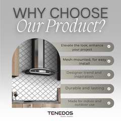 Tenedos Snowy Glossy Arabesque Porcelain Patterned Look Wall Tile-1 piece